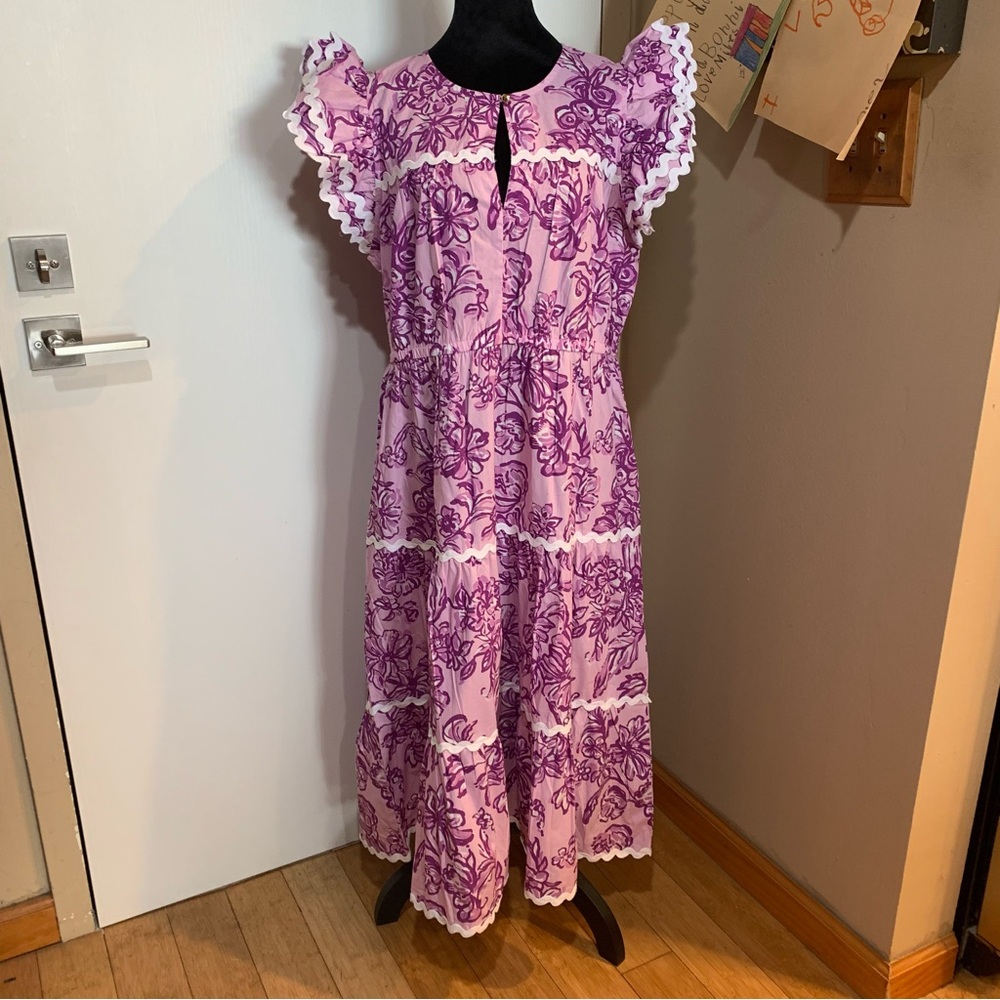 SAIL TO SABLE (STS) XL Purple Floral Midi Dress